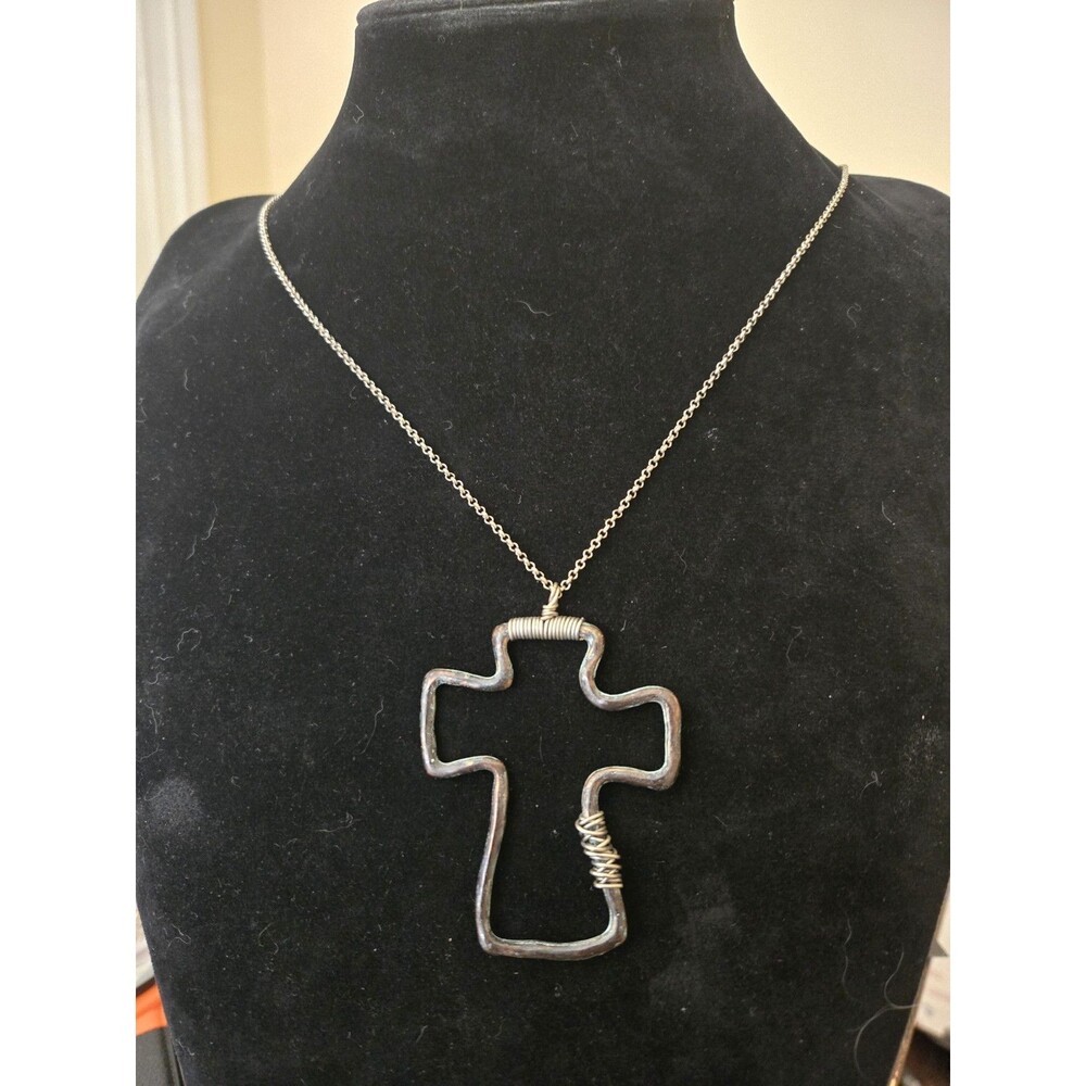 Metal Cross Pendant with Silver Tone Chain 19" with 3" extender